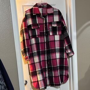 Plaid Button-Up Shirt Jacket